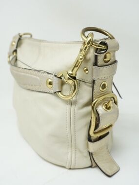 COACH Ivory Leather Zoe Hobo